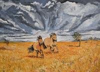 Norwegian Horses in the Storm